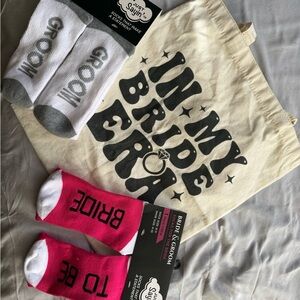 Bride & Groom Novelty Socks - White & Pink